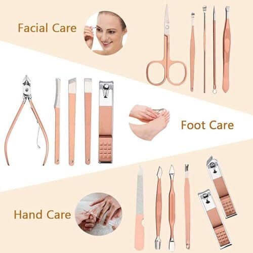 Anticmart || Stainless Steel Professional Manicure Set Nail Cutter || Women Nail Scissors Luxury Grooming Kit Manicure Pedicure Kit || Women Nail Art Remover Needle (Multicolor) (16 In 1 Manicure Set)