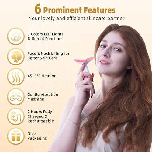 Igloo Glow 7-In-1 Led Light Therapy Facial Massager  Face & Neck Beauty Device With Heat, Vibration & Anti-Aging Benefits  Home Spa Tool With 1-Year Warranty (Pink)