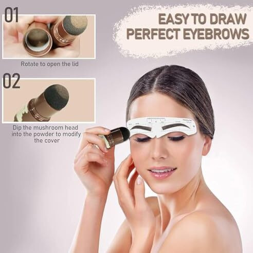 Figment Natural Hairline Powder, Hair Shading Sponge Pen, Hairline Shadow Powder Stick, Quick Hair Root Touch-Up, Paired With 2 Pairs Of Eyebrow Stamp