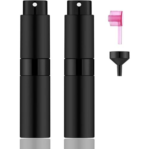 Piyubind Portable 10Ml Mini Perfume Atomizer Bottles  Empty Refillable Spray Bottle With 2 Types Of Refill Tools  Pocket Travel Perfume Sample Bottles For Men & Women (Black)