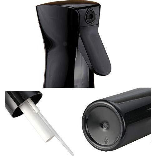 Zerostage Black Hair Spray Water Bottle Continuous Pressurized 360 Fine Mist Sprayers Refillable Empty Plastic Mister For Skin Care Hairstyling Plants Cleaning 300Ml 10Oz