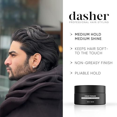 Dasher Sea Salt Spray (100Ml) & Cream Pomade (100G), Medium Hold Puck, Water-Based, Volumizes & Texturizes Hair, With Bhringraj & Vitamin E