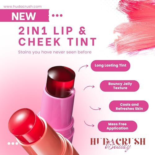 Hudacrush 4Pcs Multicolor 2In1 Jelly Korean Lip Tint And Cheek Tint For Women, Moisturizing, Smudge-Proof Lip Gloss Korean, Tinted Lip Gloss For Kids And Women