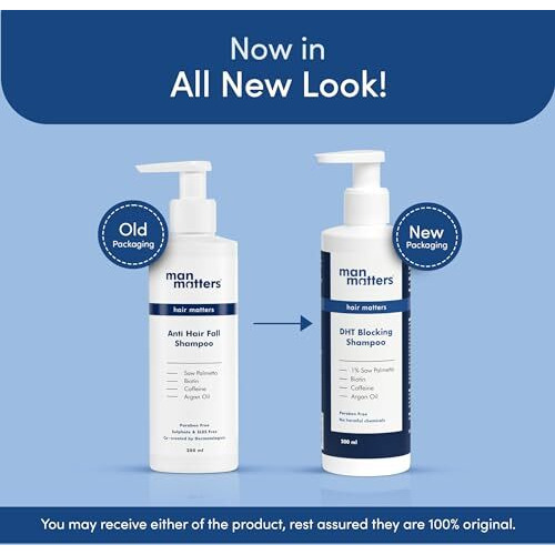 Man Matters Double Dht Blocking Anti Hair Fall Shampoo With Saw Palmetto, Caffeine, Biotin & Argan Oil, Therapeutic Grade & Dermatologically Formulated (Pack Of 2)