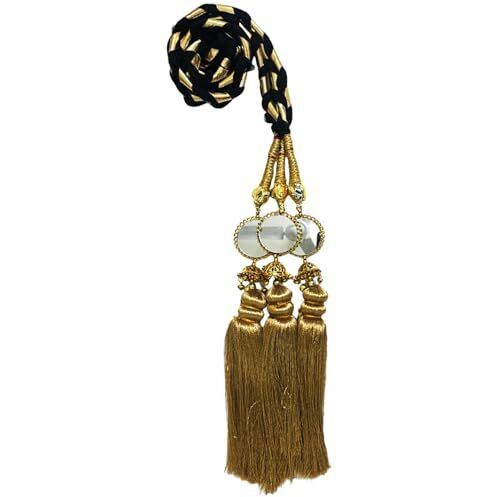 Vtn Women's Patiala Shahi Parandi/Paranda/Traditional Braid Extension/Punjabi Choti With Mirror & Tassles (Dno7-Golden)