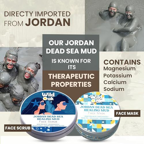 Wildoak Jordan Dead Sea Mud Face Scrub | 2% Niacinamide | Deep Cleansing & Exfoliation | Removes Dead Skin & Impurities | Fights Acne & Aging | De-Tan & Brightens | Pore Refining & Oil Control | 100G