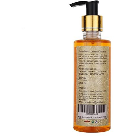 Khadi Omorose Sandalwood Honey Turmeric Face & Body Wash-210 Ml | For Glowing & Radiant Skin