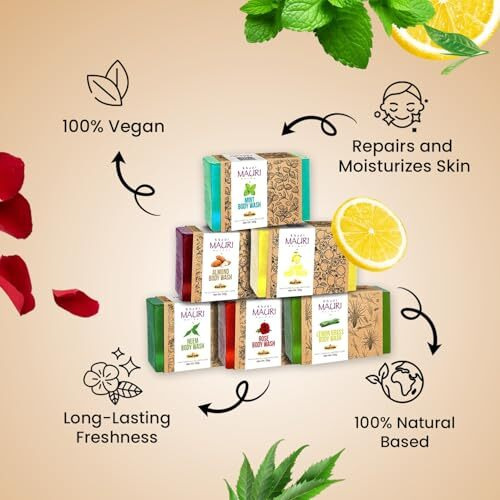 Khadi Mauri Herbal Assorted Ayurvedic Soaps Combo For Glowing Skin, 125 Gm (Pack Of 6)