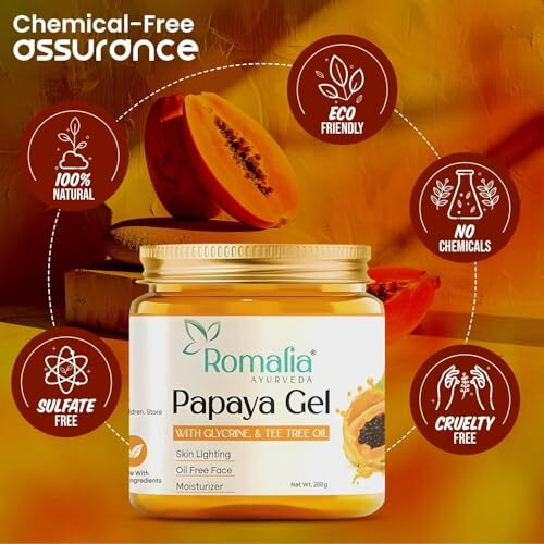 Romalia Ayurveda Papaya Extract Gel For Skin Pigmentation With Aloe Vera, Neem, Glycerine, And Vitamin E - 200G, Anti-Aging, Moisturizing, Skin Brightening.