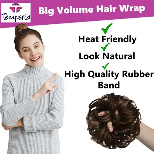Temperia Hair Accessories For Women Stylish - Juda Hair Buns - Messy Bun Hair Extension - Artificial Fake Donuts Maker Scrunchies - With Elastic Rubber Band - Natural Brown - 2 Pc - (25Gr)