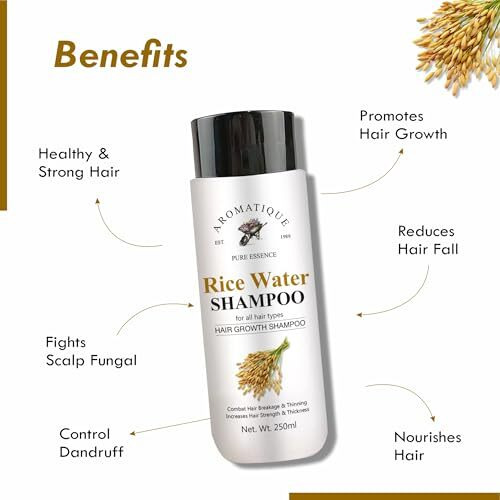 Aromatique Rice Water Hair Growth Shampoo With Biotin | Shampoo For Thinning Hair & Hair Loss | Suitable For All Hair Types, Men & Women