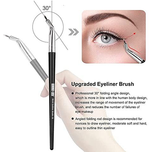 Maange Makeup Brush Set 20 Pcs Foundation Eyeshadow Blush Brush Kabuki Blending Concealers Face Powder Eye Make Up Brushes Set Kit (Black Silver)