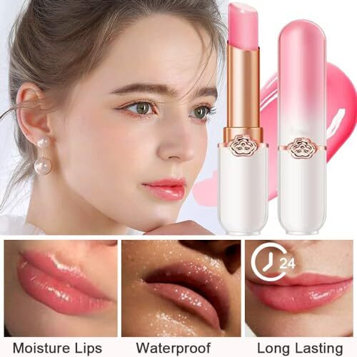 Shopvilla Omga Glimmer Balm, Peach Tinted Lip Balm Long Lasting Ph Lipstick, Color Changing Lipstick Natural Chapstick, Glitter Pink Shade Lipstick, Color Changing Lipstick Balm