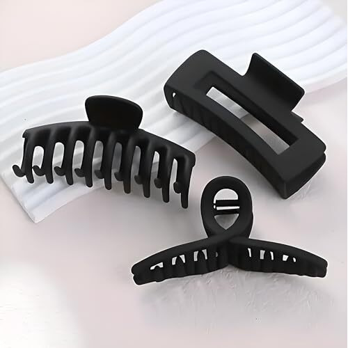 Pactiv New Black Hair Claw Korean Simple Temperament Matte Hair Clips Fashion Solid Color Hair Accessories(Pack Of 3)