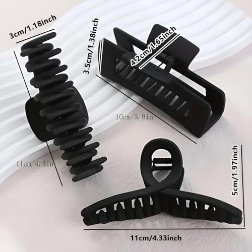 Pactiv New Black Hair Claw Korean Simple Temperament Matte Hair Clips Fashion Solid Color Hair Accessories(Pack Of 3)