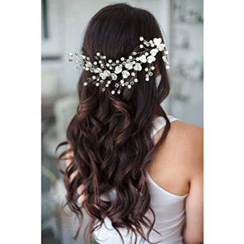Hair Flare Small White Rose Flowers With White Stone And Pearls Bridal Hair Pin/Hair Accessories For Women And Girls- 2395