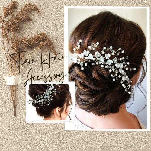 Hair Flare Small White Rose Flowers With White Stone And Pearls Bridal Hair Pin/Hair Accessories For Women And Girls- 2395