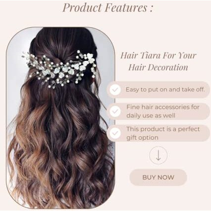 Hair Flare Small White Rose Flowers With White Stone And Pearls Bridal Hair Pin/Hair Accessories For Women And Girls- 2395