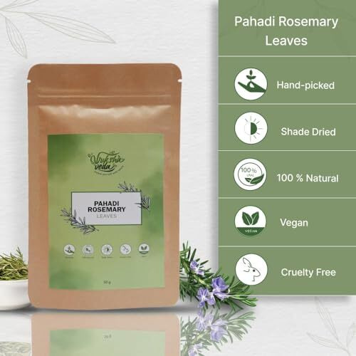 Vriksha Veda Pahadi Rosemary Leaves For Hair Growth I 100% Natural Shade Driedi 50 Gms