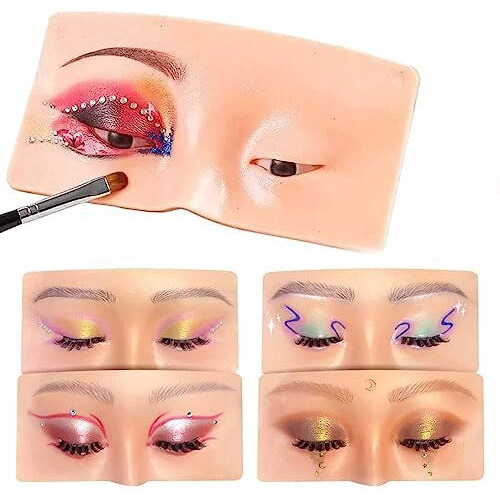 Insime 3D Realistic Eye Makeup Dummy For Makeup Practice | Bionic Eyeshadow Eye Dummy For Makeup Practice With Silicone Indian Skin Color | Eye Makeup Practice Dummy Board Cosmetic Face (1 Pc)