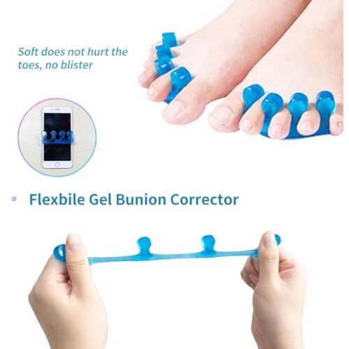 Bowiemall Toe Separators Pedicure,Pedicure Toe Separators, Repeatable Washable Toenail Dividers,Toe Separators For Nail Polish Application. (Blue, 2Pcs)