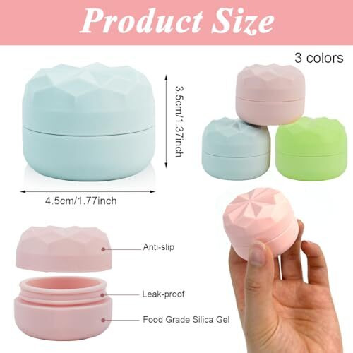 Maycreate 3Pcs Silicone Cream Jars For Travel 20Ml Cream Dispenser Refill Travel Bottles For Toiletries, Leakproof Small Travel Containers For Face Body Hand Cream, Shampoo, Powder