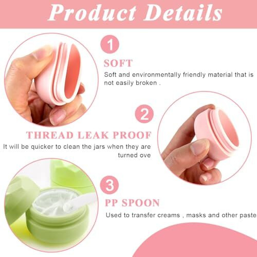 Maycreate 3Pcs Silicone Cream Jars For Travel 20Ml Cream Dispenser Refill Travel Bottles For Toiletries, Leakproof Small Travel Containers For Face Body Hand Cream, Shampoo, Powder