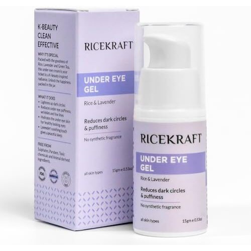 Ricekraft Under Eye Cream For Dark Circles, Wrinkles, Puffy Eyes, Anti Ageing | Cruelty-Free, Paraben Free | With Rice Extract, Lavender, Green Tea | No Synthetic Fragrance | For Men And Women - 15G
