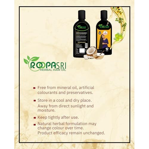 Roopasri Herbal Hair Oil For Men & Women | Improve Hair And Scalp | Reduces Hair Fall | Ingriedents Of Amla | Moringa | Hibiscus Flower | 200 Ml