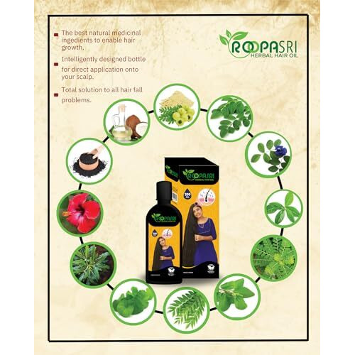 Roopasri Herbal Hair Oil For Men & Women | Improve Hair And Scalp | Reduces Hair Fall | Ingriedents Of Amla | Moringa | Hibiscus Flower | 200 Ml