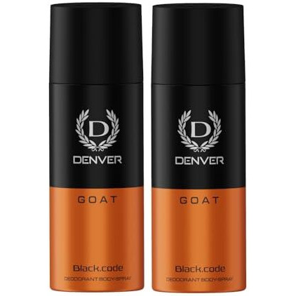 Denver G O A T Black Code Deo -150Ml Each (Pack Of 2)| Long Lasting Deodorant Spray For Men