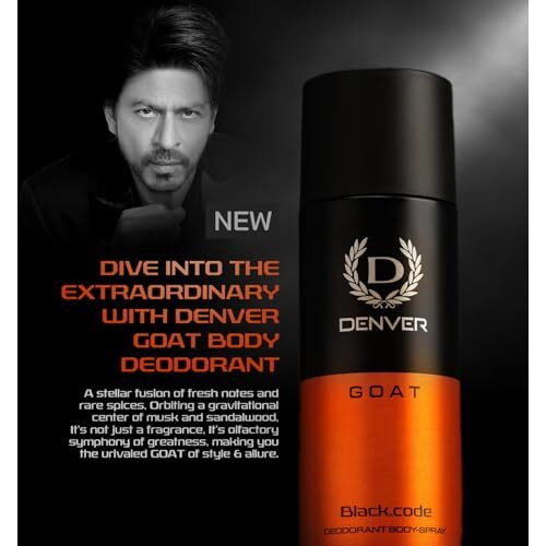 Denver G O A T Black Code Deo -150Ml Each (Pack Of 2)| Long Lasting Deodorant Spray For Men