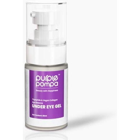 Purple Pompa Tripeptide & Vegan Collagen Age Balance Under Eye Gel, 30Ml | Hydrates, Firms, Fades Dark Circles & Wrinkles | Reduces Puffiness | Strengthens Skin Barrier | All Skin Types