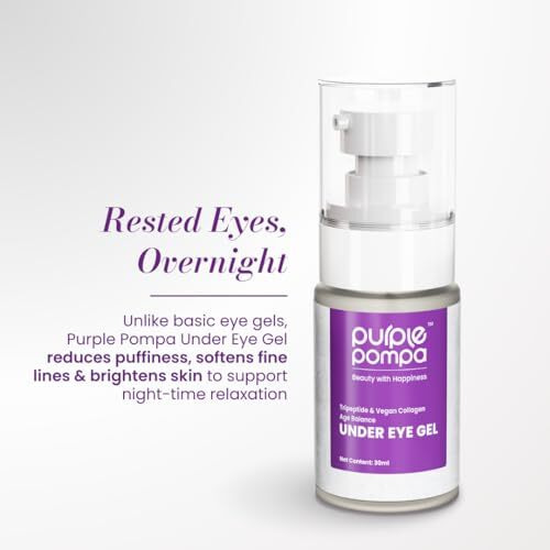 Purple Pompa Tripeptide & Vegan Collagen Age Balance Under Eye Gel, 30Ml | Hydrates, Firms, Fades Dark Circles & Wrinkles | Reduces Puffiness | Strengthens Skin Barrier | All Skin Types