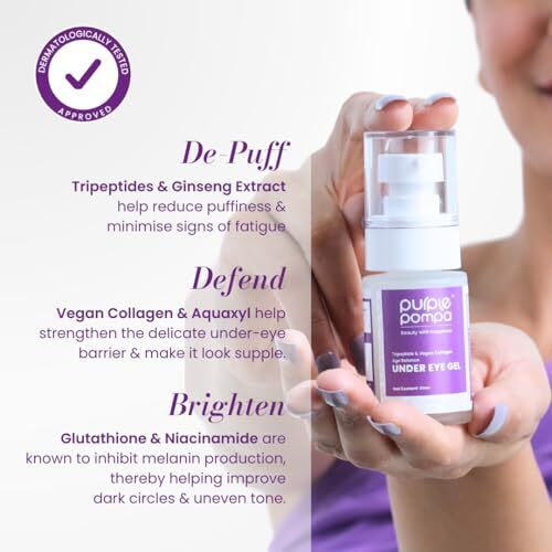 Purple Pompa Tripeptide & Vegan Collagen Age Balance Under Eye Gel, 30Ml | Hydrates, Firms, Fades Dark Circles & Wrinkles | Reduces Puffiness | Strengthens Skin Barrier | All Skin Types