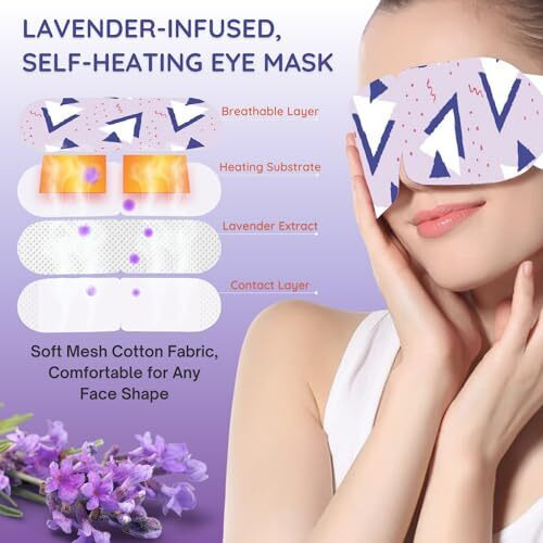 Unwynnd Steam Eye Mask, Eye Mask For Dark Circles & Dry Eyes Relief, Travel-Friendly Self Warming Sleep Mask, Enjoy Relaxing Spa Eye Care, Pack Of 5 (Lavender)