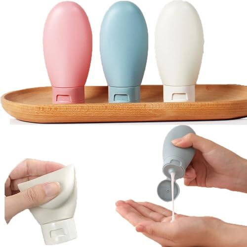 Sgmvk 3 Pcs Travel Bottles For Toiletries Set,60Ml Bottles Containers,Small Mini Empty Plastic Squeeze Bottles For Cream, Shampoo Hand Wash, Lotion Storage Travel Accessories, Multicolor (Pack Of 3)