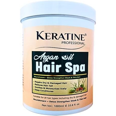 Keratine Professional Argan Oil Hair Spa|Enriched With Deep Hydrating Argan Oil,Olive Oil Hair Mask For Dry,Damaged,Color Treated&Curly Hair|Sulfate,Paraben,Cruelty Free|Made In India,1 Count