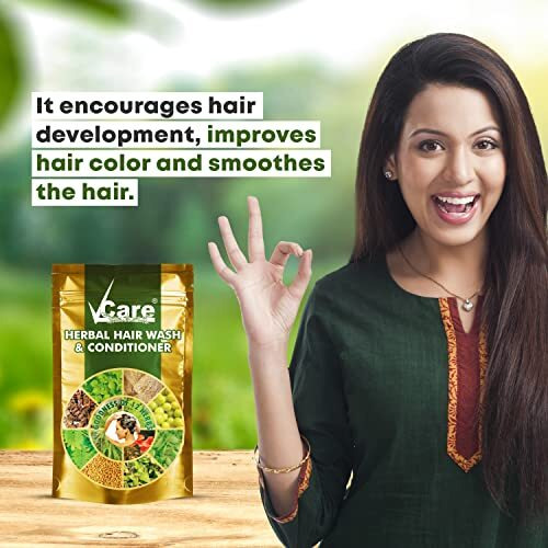 Vcare Herbal Hair Wash And Conditioner For Men And Women| 100% Natural With 12+ Herbs Amla, Shikakai, Bhringraj, Hibiscus Powder For All Hair Type,-100Gm (Pack Of 3)