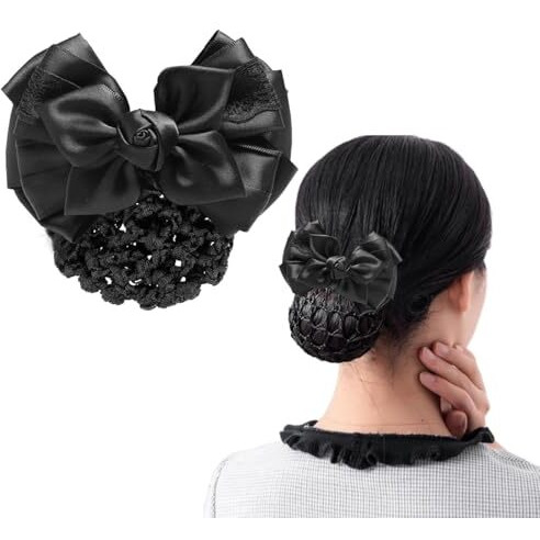 Palay Hair Buns Clip, Bow Bun Nets Bun Maker For Hair, Lace Rose Hair Bun Accessories For Women, Spring Clip Snood Hair Net For Work Or Daily, Dancer Nurse Hair Accessory