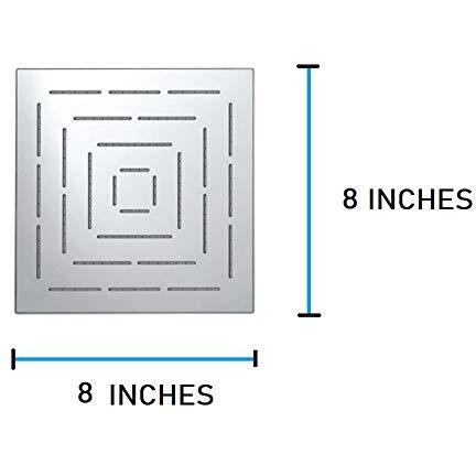 Marcoware Stainless Steel Heavy Duty Maze Square Overhead Shower 8 X 8 Inches Rain Shower Head For Bathroom Without Arm, Chrome, Polished Finish