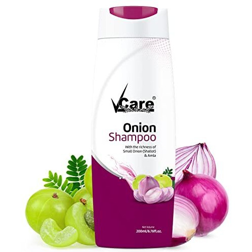 Vcare Small Onion Shampoo For Hair Growth, Hairfall & Dandruff Control With Amla | For Strong & Healthy Scalp For Women Men | All Hair Types-200 Ml(Pack Of 1)