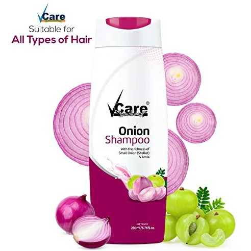 Vcare Small Onion Shampoo For Hair Growth, Hairfall & Dandruff Control With Amla | For Strong & Healthy Scalp For Women Men | All Hair Types-200 Ml(Pack Of 1)