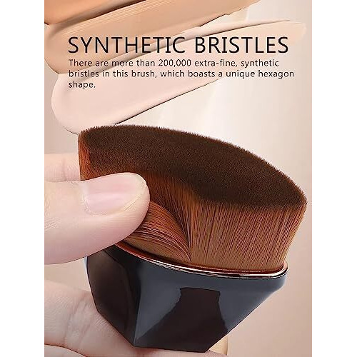 Afrodite Foundation Makeup Brush Flat Top Kabuki Hexagon Face Blush Liquid Powder Foundation Brush For Blending Liquid, Cream Or Flawless Powder Cosmetics