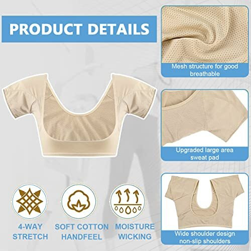 Sweat Pads For Underarms Women Armpit Sweat Proof Guard Vest Breathable Padded Underarm Sweat Pad For Women - Reusable & Washable (Size L, Suitable For 57-75Kg)
