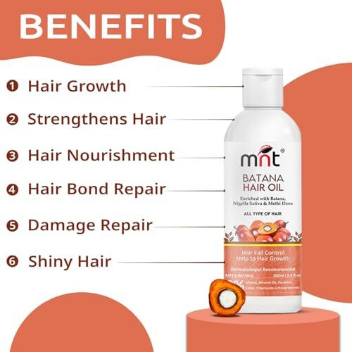 Mnt Batana Oil For Hair Growth With Methi Dana & Curry Leaf | Promotes Thicker, Shiny, Stronger & Healthy Hair | Pure Batana Oil For Hair Growth And Hair Fall Control | 100 Ml