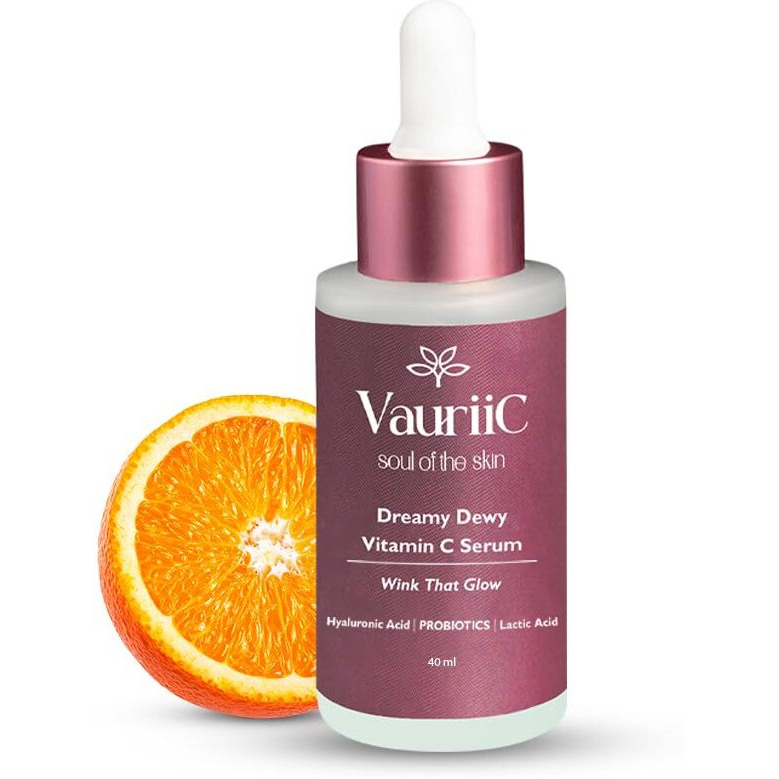 Vauriic Skin Brightening Vitamin C Face Serum 40 Ml For Glowing Skin, Anti-Aging, Reduce Dark Spots & Fine Lines, Visibly Minimizes Spots, Reveals Even Skin Tone, Boost Skin Collagen, Reduce Blemishes, Acne & Tanning With Glycolic Acid, Hyaluronic Acid & Niacinamide | Men & Women | All Skin Types