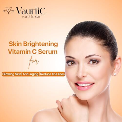 Vauriic Skin Brightening Vitamin C Face Serum 40 Ml For Glowing Skin, Anti-Aging, Reduce Dark Spots & Fine Lines, Visibly Minimizes Spots, Reveals Even Skin Tone, Boost Skin Collagen, Reduce Blemishes, Acne & Tanning With Glycolic Acid, Hyaluronic Acid & Niacinamide | Men & Women | All Skin Types
