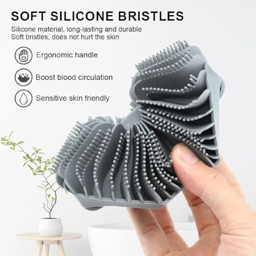 Bykoine Silicone Body Brush Scrubber | Hexagonal Shower Massage Brush | Soft Exfoliating Bath Scrubber For All Skin Types | Reusable & Easy To Clean