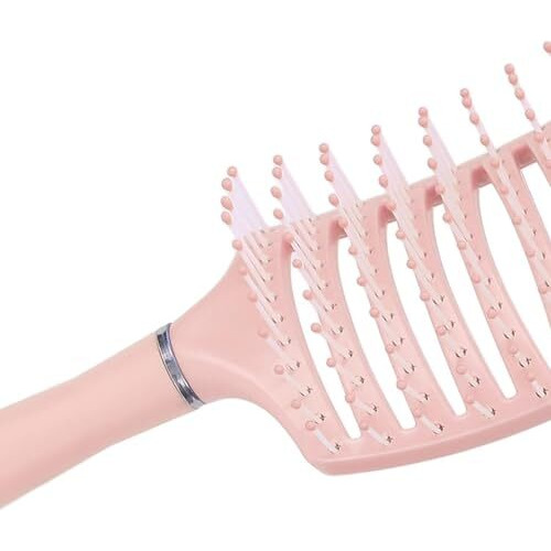 Vitalogy - Hair Brush For Women And Men Curved & Vented - Detangler Paddle Hair Brush For All Hair Types (Wet, Dry & Damaged Hair) - Hair Straightener For Curly Hair, Blow Drying (Pink)